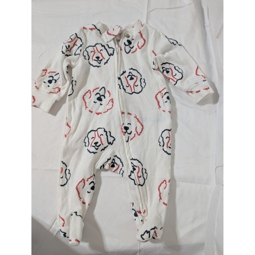 Carters Baby Boy Puppy Dog Print 2-Way‎ Zip Footed Sleeper Pajamas White 3M